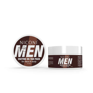 NICONI Men Enzyme De-Tan Pack for Face & Body | Deep Cleansing, Tan Removal & Brightening Cream | Suitable for All Skin Types |